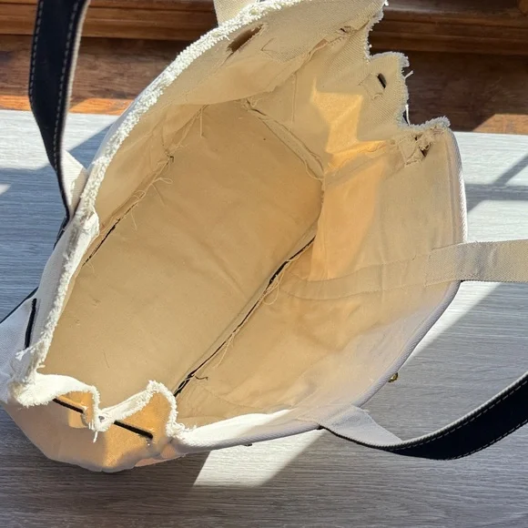 Boatkin Bag. Natural canvas with navy blue straps Tote Bag. - Picture 3 of 5